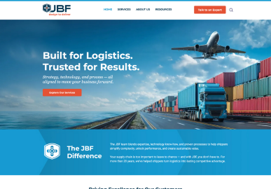 Screenshot of new JBF home page