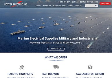 Potter Electric, Inc. website homepage