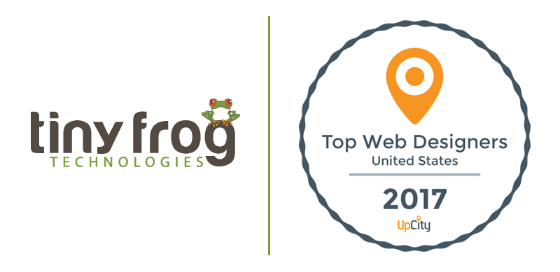 Tiny Frog logo next to badge reading "Top Web Designers - United States 2017 Upcity"