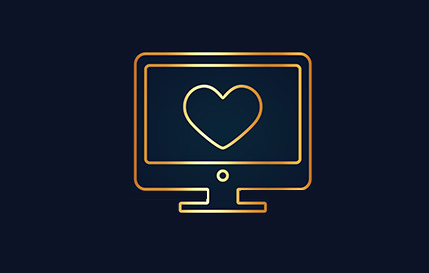 Vector image of laptop with heart on screen