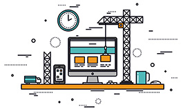 Vector image of computer screen with construction crane