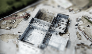 Partially built miniature model of building