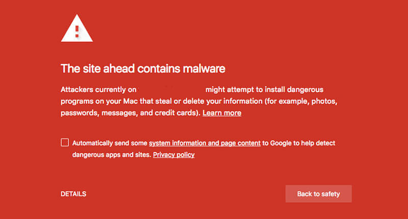 Chrome Malware Site Warning
