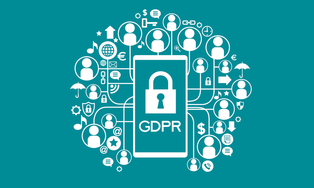 GDPR on a phone graphic surrounded by people icons