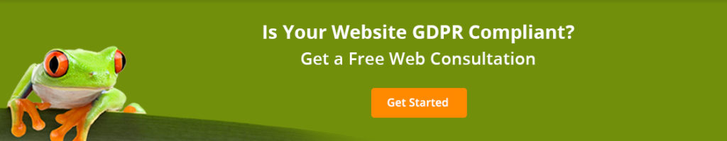 Text Get a Free Web Consultation for GDPR on Green Banner