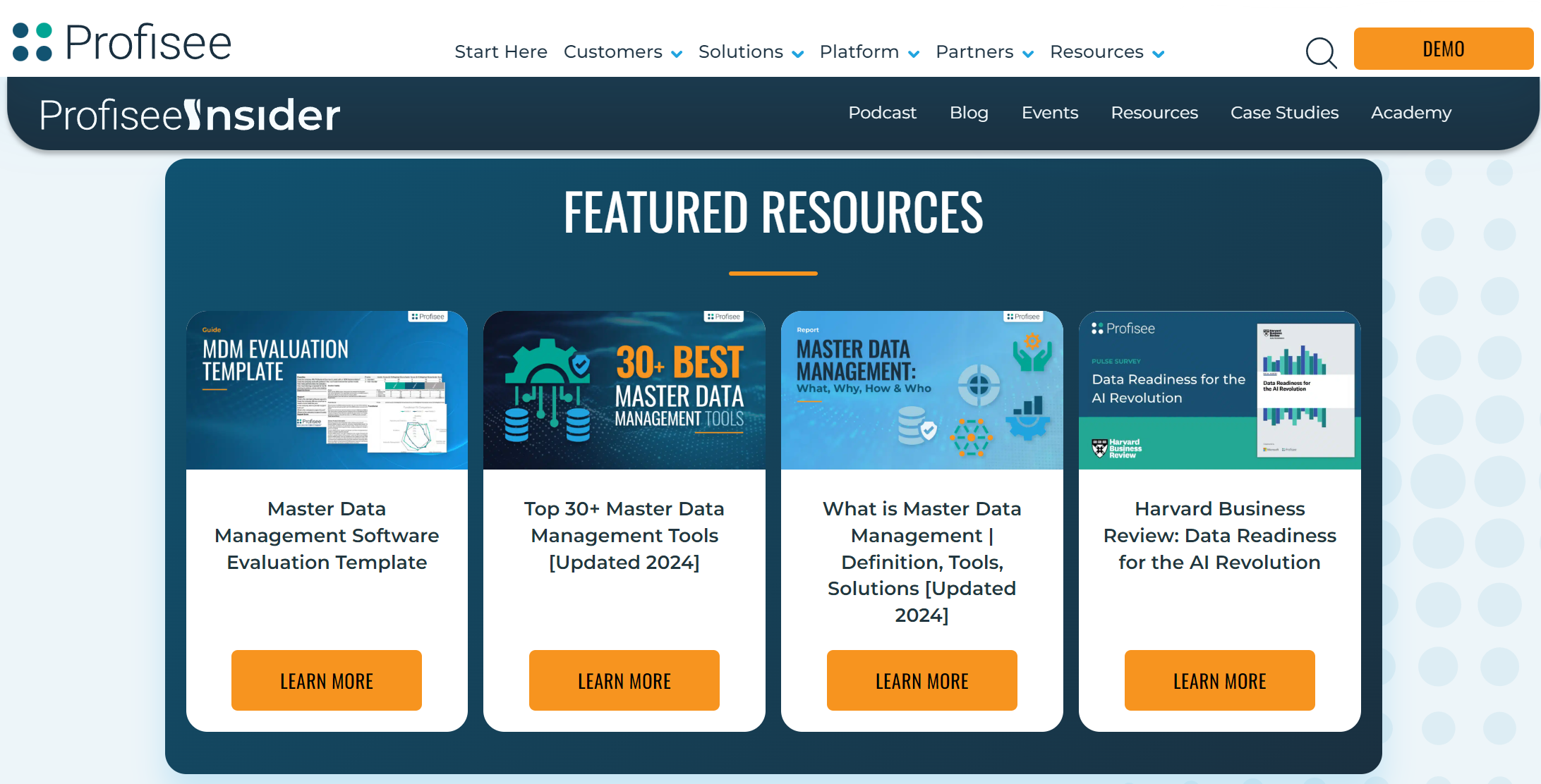 Featured resources on the Profisee home page