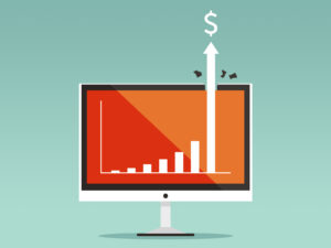 Desktop with Bar Chart