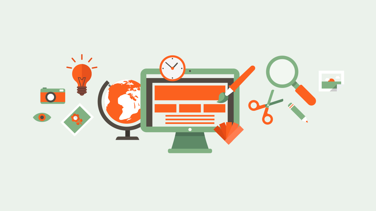 Illustration with Desktop and Design elements