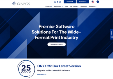 Screenshot of the new Onyx Graphics website home page